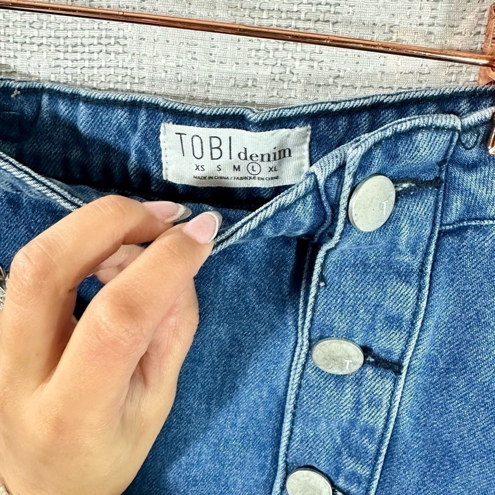 Tobi denim button down a-line mini skirt size L - Picture 3 of 6